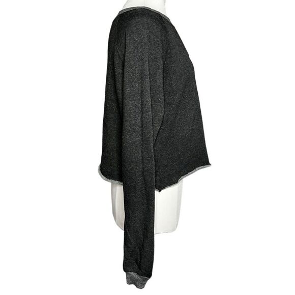 WILDFOX Monte My Date Pizza Crop Raw Edge Hem Raglan Sleeve Pullover Crewneck - Picture 6 of 9